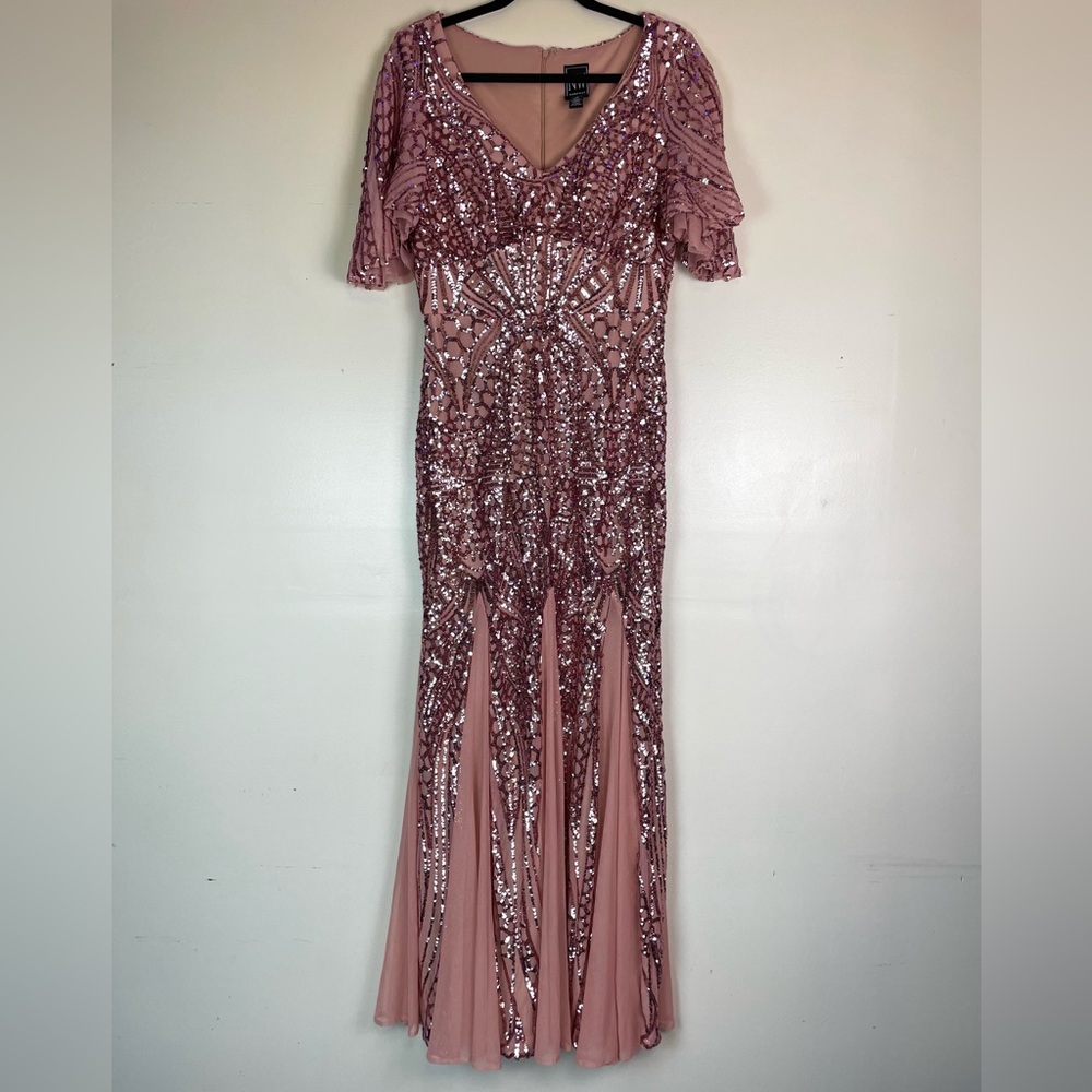 Night Way Sparkly Cocktail Evening Gown Dress Pink Size 10